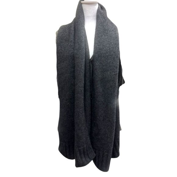 Celine Accessories - Céline Charcoal Gray Wool & Yak Blend Wrap Shawl Scarf with Ribbed Edges Auth